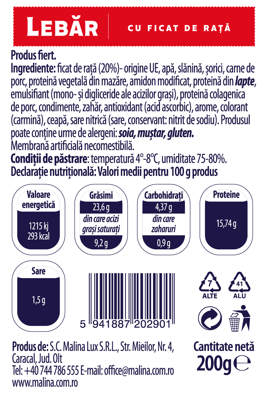Lebăr cu ficat de rață 200 G